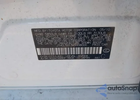 2010 Lexus Ls 460 z USA, uszkodzony, nr VIN JTHCL5EF3A5008000